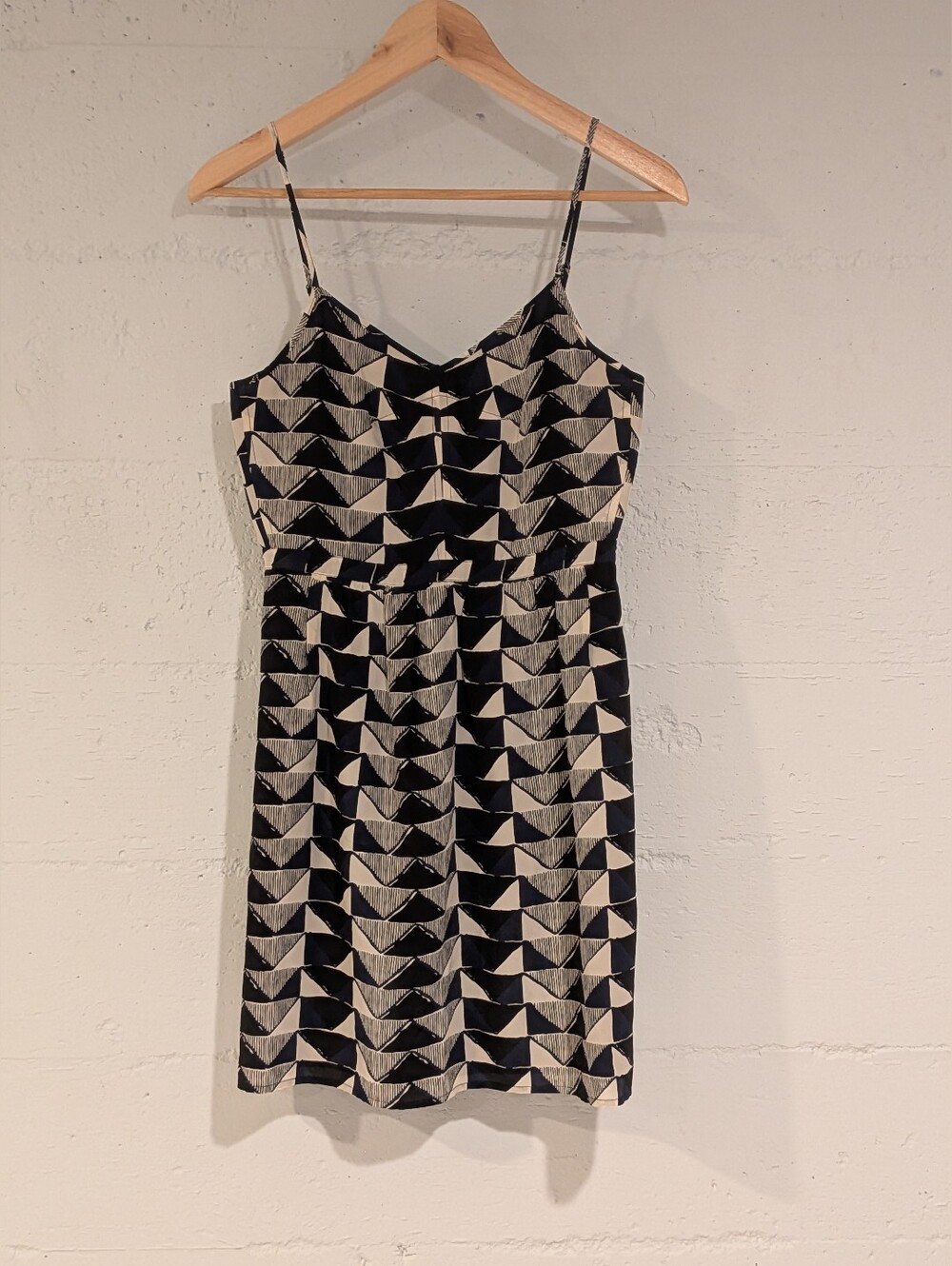 Madewell Silk Slip Dress Size 0 Geometric Triangle Print Boho Summer Resortwear